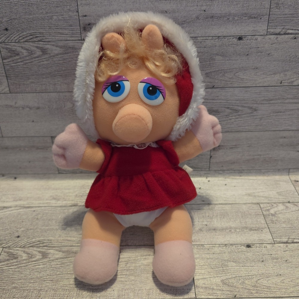 Vintage 1987 Baby Miss Piggy Christmas Plush Jim Henson Muppet Babies McDonalds